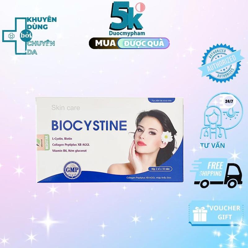 Viên uống Biocystine hỗ trợ đẹp da, chống lão hóa, mọc tóc, mọc mónġ (30 viên) cystine 0