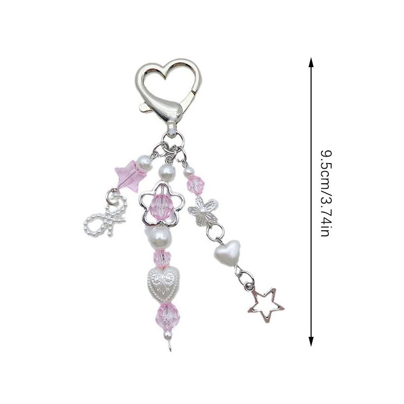 Product Introduction of Bow Phone Pendant Sweet Love Flowers Key Chain Earphone Case Hanging Rope Backpack  Bag Decor Accessories 18