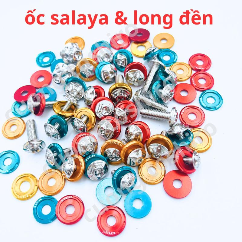 ốc salaya 4li 5li 6li 8li chân gương kèm long đền kakico xanh đỏ vàng chất lượng cao cấp không gỉ bảo hành 1 năm