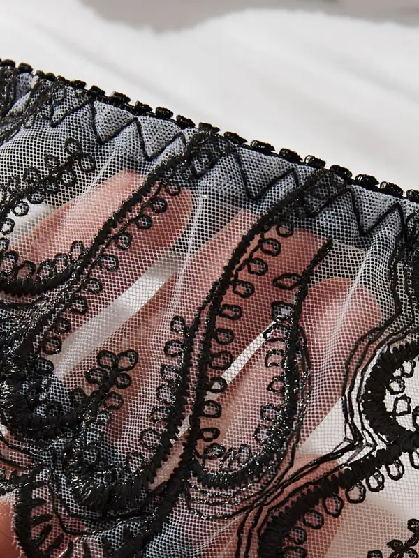 Women's Embroidery Underwire Bra & Panty Two-Piece Set, Sexy Comfy Breathable Lingerie Set for Daily Wear, Underwear Set for Women 4