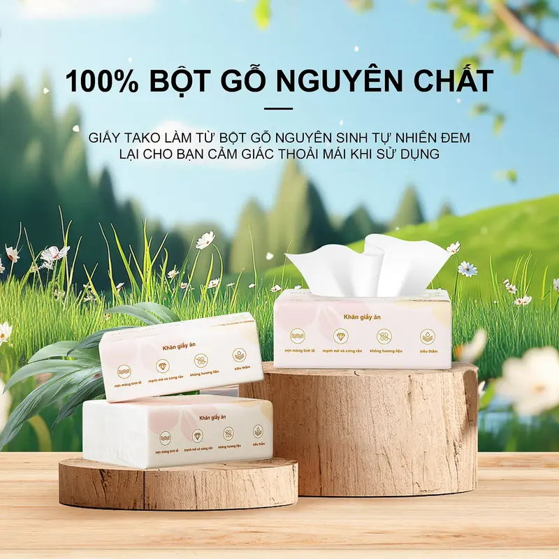 [XẢ HÀNG] Giấy ăn TAKO Combo 30 Gói Hơn 9000 Tờ, 4 Lớp, Siêu Dai Mềm Mịn, 100% Từ Bột Gỗ Tự Nhiên. 3