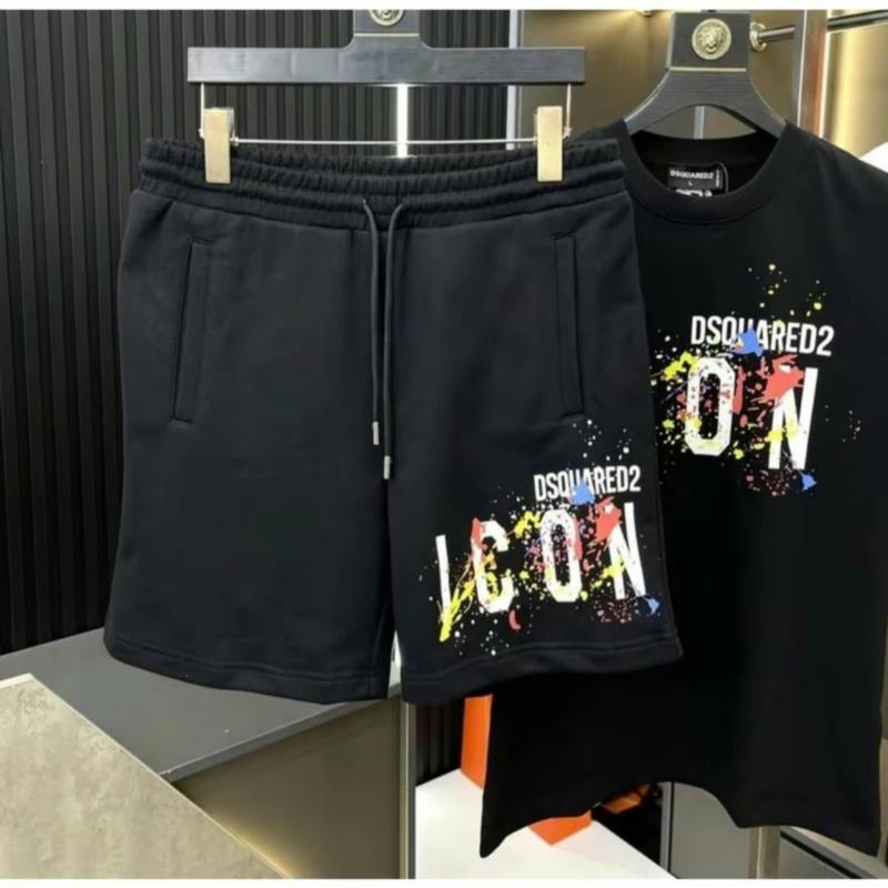 Bộ quần áo thun nam nữ D.S Q vẩy sơn 7 màu _ set quần áo thun nam nữ DSq chất liệu cotton poly cao cấp mềm mịn,thoáng mát co giãn 4 chiều 2 áo màu đen trắng hottrend 2024 2