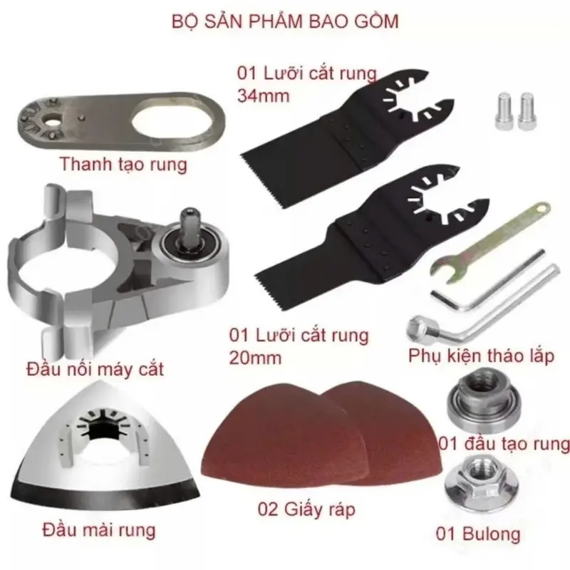 Máy cắt rung, bộ chuyển đổi máy cắt thành máy cắt rung tặng kèm luoi cưa và đầu chà nhám Máy cắt chuyển đổi ngắn, dùng để cắt kim cươnġ. 4