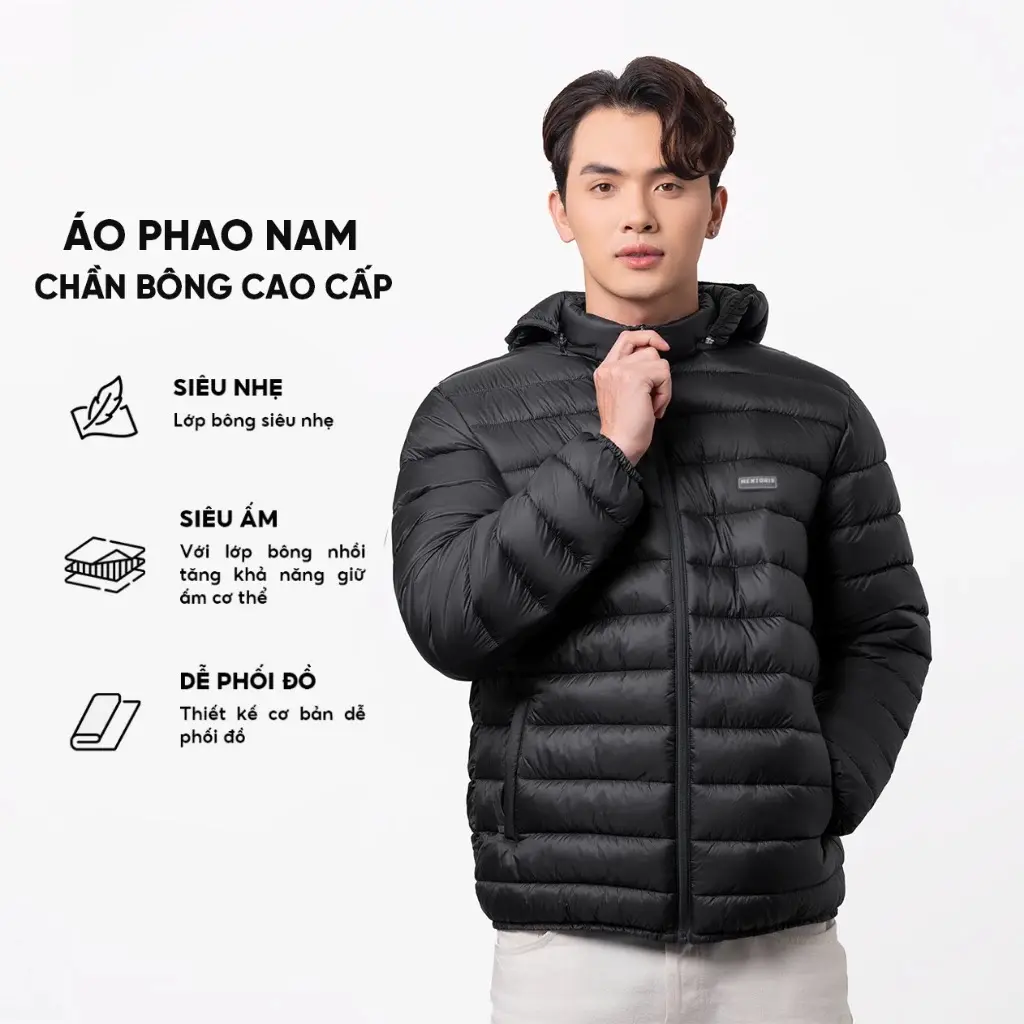 ￼Áo khoác phao nam Siêu Nhẹ Thể Thao,Cản gió,Giữ Ấm Cực Tốt