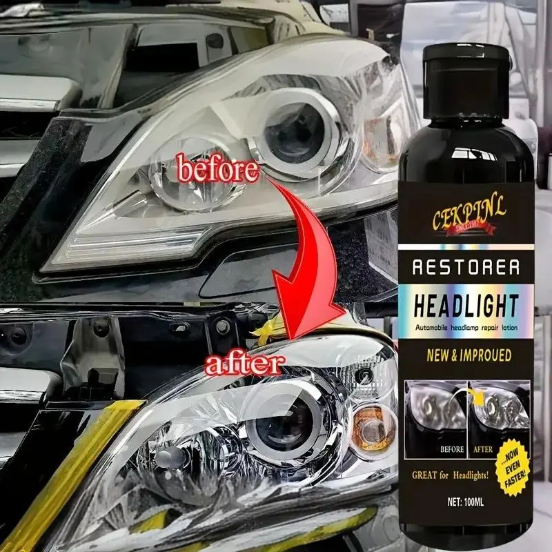 Professional Car Headlight Restoration Kit, Headlight Cleaner & Interior Surface Care Tools, Auto Detailing Accessories for Car Enthusiasts