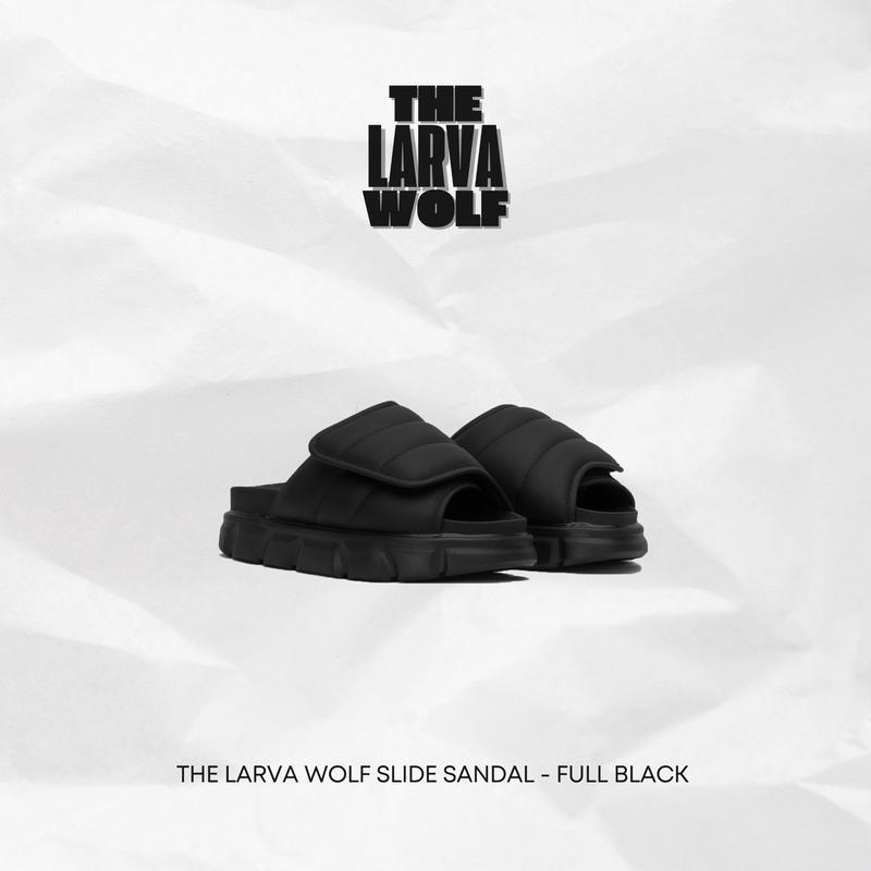 THEWOLF Dép Tăng Chiều Cao Sandal Nam Nữ THE LARVA WOLF SLIDE SANDAL Slipper Đế Bằng Lót Êm Ái Quai Dép Thiết Kế Phồng - FULL BLACK