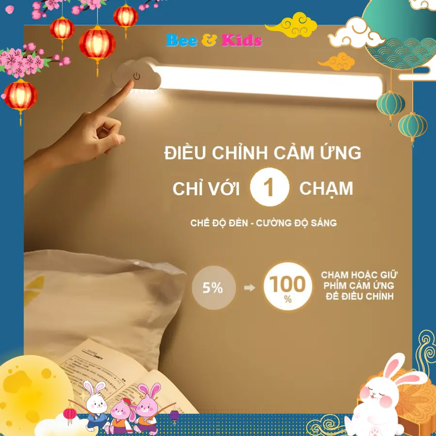 Đèn LED Sạc Điện Đọc Sách Dán Tường, Để Đầu Giường, Điều Chỉnh Cảm Ứng, Có Thêm Mang Theo Di Động, Làm Đèn Học Bài