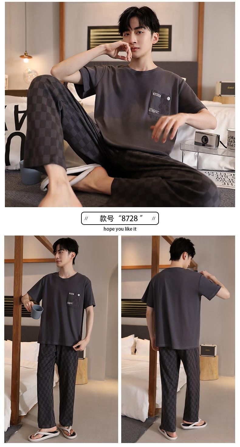 Product Introduction of Middle-Aged Father Men's Pajamas Summer Three-Piece Cotton Short Sleeve Thin plus Size Men's plus-Sized plus-Sized Homewear 8