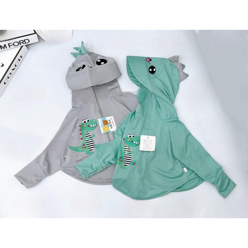 Áo nắng in hình khủng long  thun thông hơi HS cho bé trai từ 10 đến 20 kg