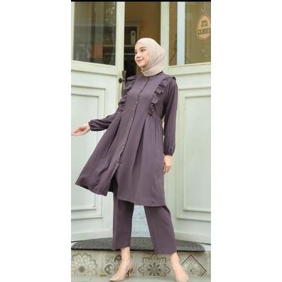 Humaira Set || Busui Friendly || Setelan Busui || Setelan Wanita || Setelan Viral Celana Kancing Karet Melar Muslim Panjang Tunik Kulot Shakila 4