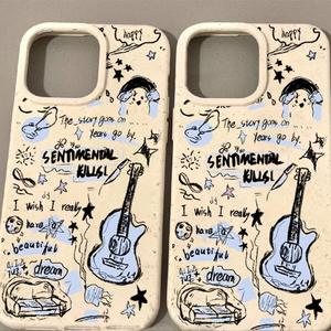 American Graffiti Guitar Case for Apple 16 Pro Max iPhone 15 Personalized 14 Creative 12 Soft Case