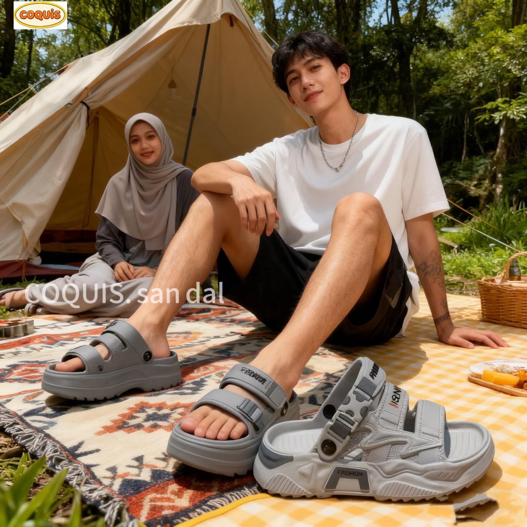 2026COQUIS Sandal Pria Premium Model Korea Baim Sendal jibbitz Baim Cowok Korea Style Sol EVA  Bahan Rubber Anti Slip Nyaman & Empuk