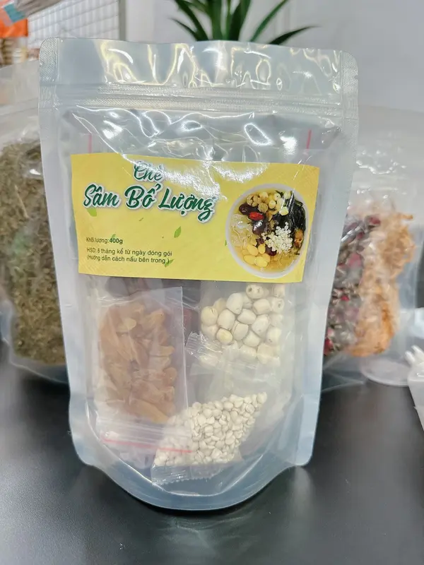 Combo 3 Set Chè Sâm Bổ Lượng Cô Mầm Foods - Tặng 50g Rong Sụn, 1 Set 400g Nấu 4 Lít Nước Trà Tea 3