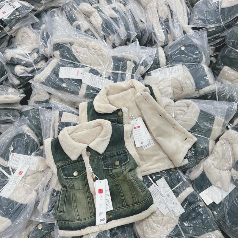 Áo khoác jean lót lông cho bé trai bé gái 9-27kg CAMCAMKID