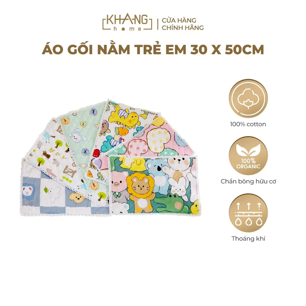 Áo Gối Nằm Cotton Chần Bông Cho Bé Cao Cấp Khang Home