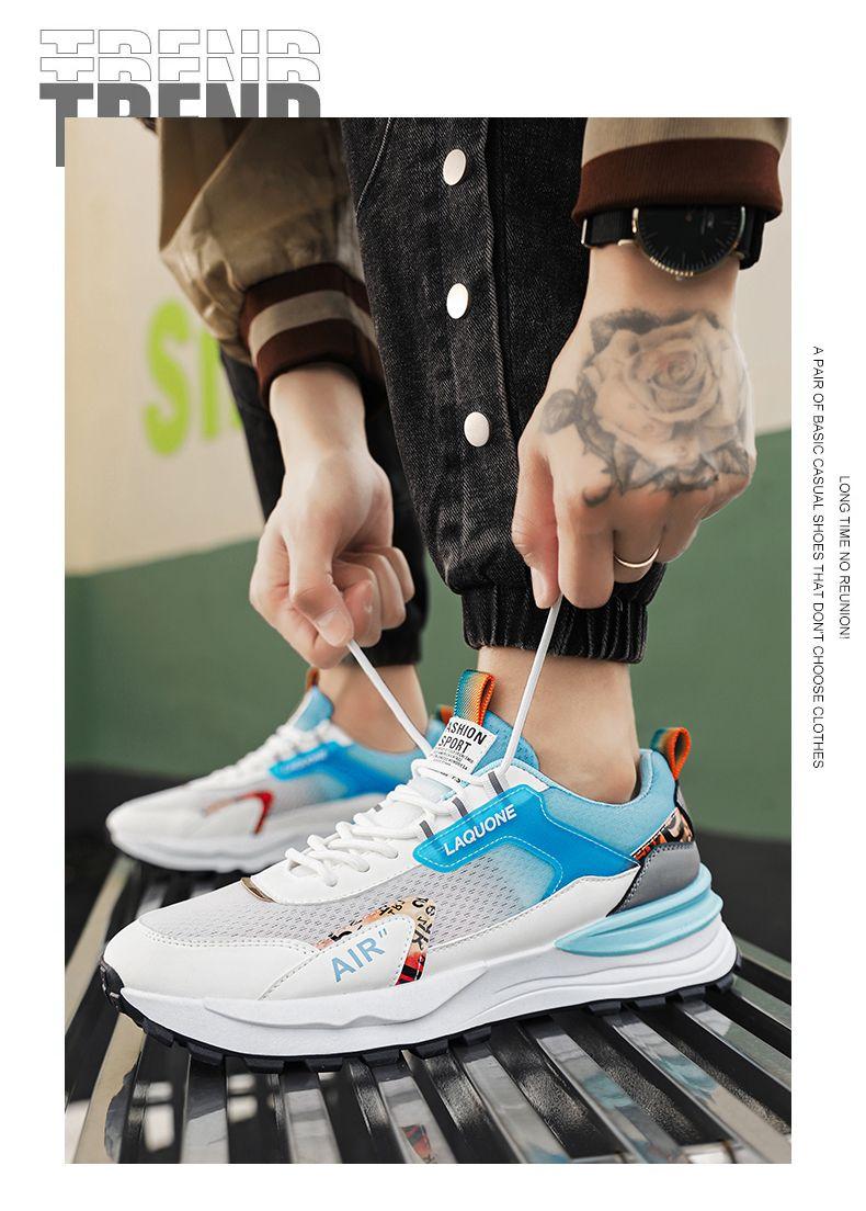 Product Introduction of Men's Shoes New Breathable Mesh Surface Wild Running Sneaker 2025 Spring Thin Soft Bottom Non-Slip Deodorant Teenagers 14