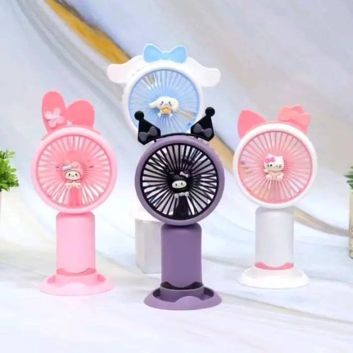 Kipas Angin Portabel USB Karakter Sanrio Kuromi Cinnomonrol / Kipas Angin Genggam Berkarakter 8