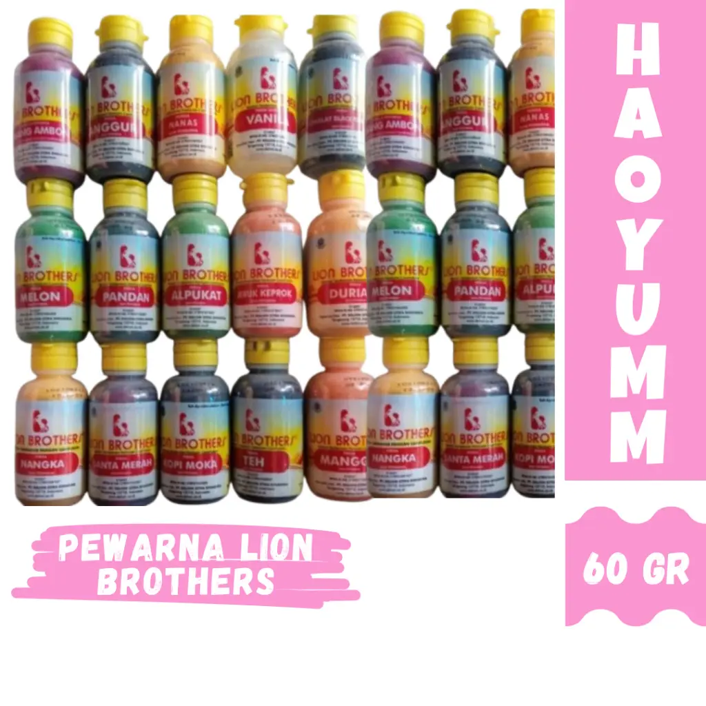 LION BROTHERS SATUAN 60 gr TERMURAH TERLENGKAP PERISA DAN PEWARNA COCOK UNTUK KUE & MINUMAN [HAOYUMM]