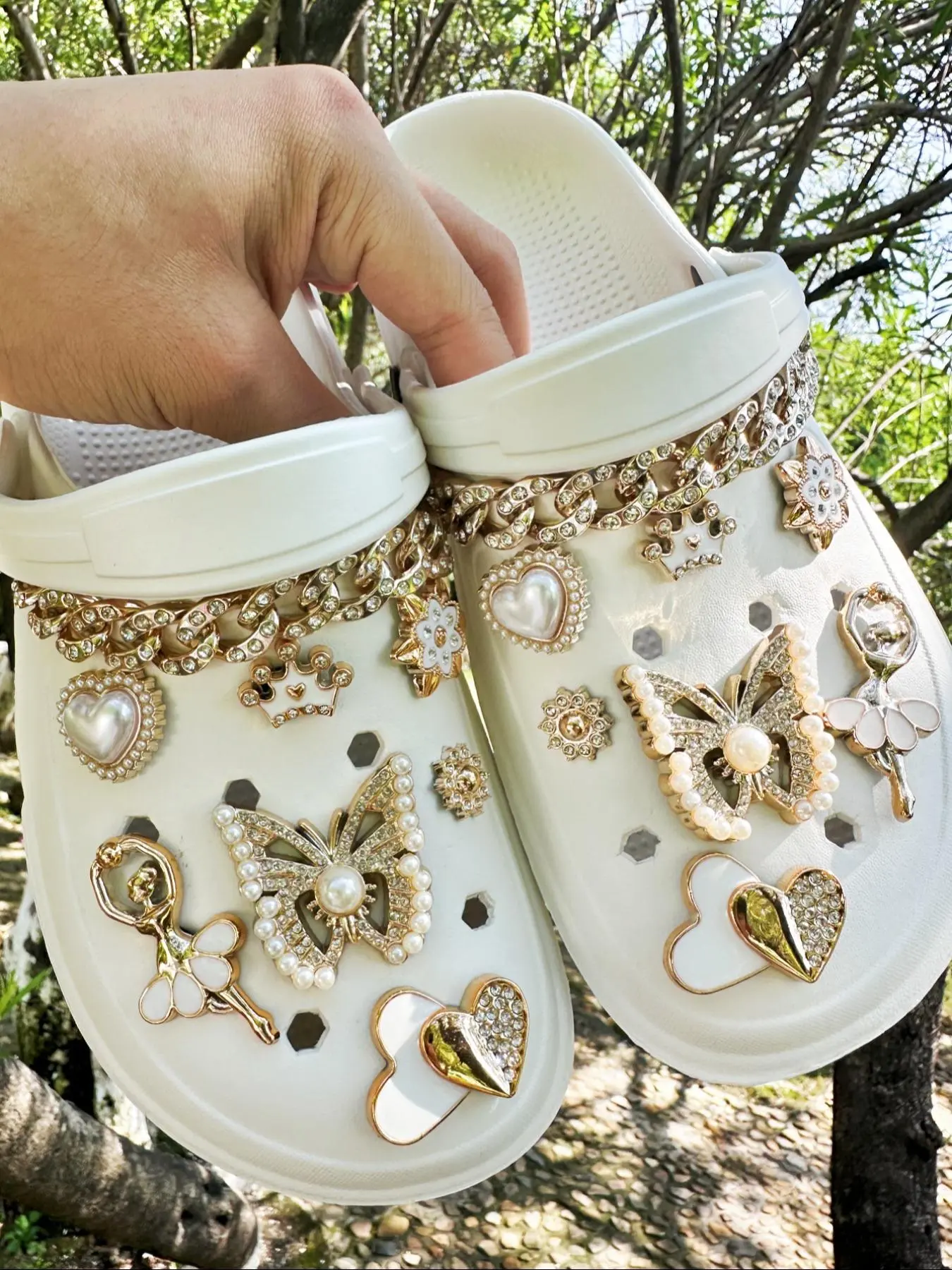Fashionable Shoe Charm, Cute Butterfly & Heart Design Shoe Decoration, Fashionable Shoes Decorations for Women & Girls