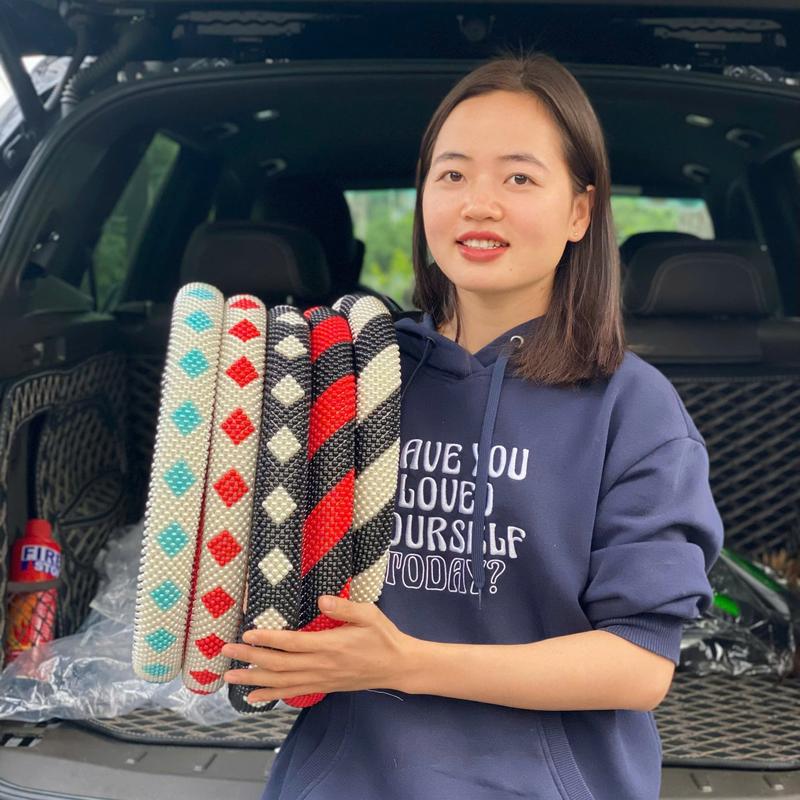 Bọc Vô Lăng Hạt Cườm Cho Xe Tải Xe khách Xe Con Size 38cm - 40cm - 42cm - 45cm - 47cm Chống Mồ Hôi Tay Chống Trơn Trượt Cao Cấp