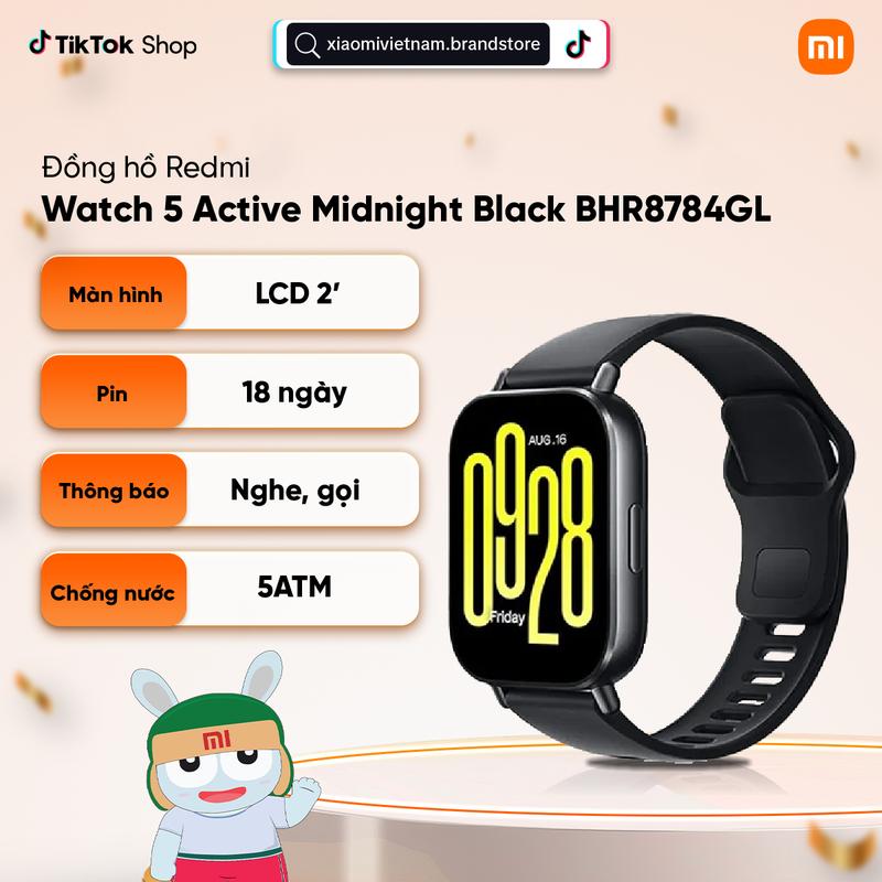 Đồng hồ thông minh Xiaomi Redmi Watch 5 Active Black Silver BHR8784GL