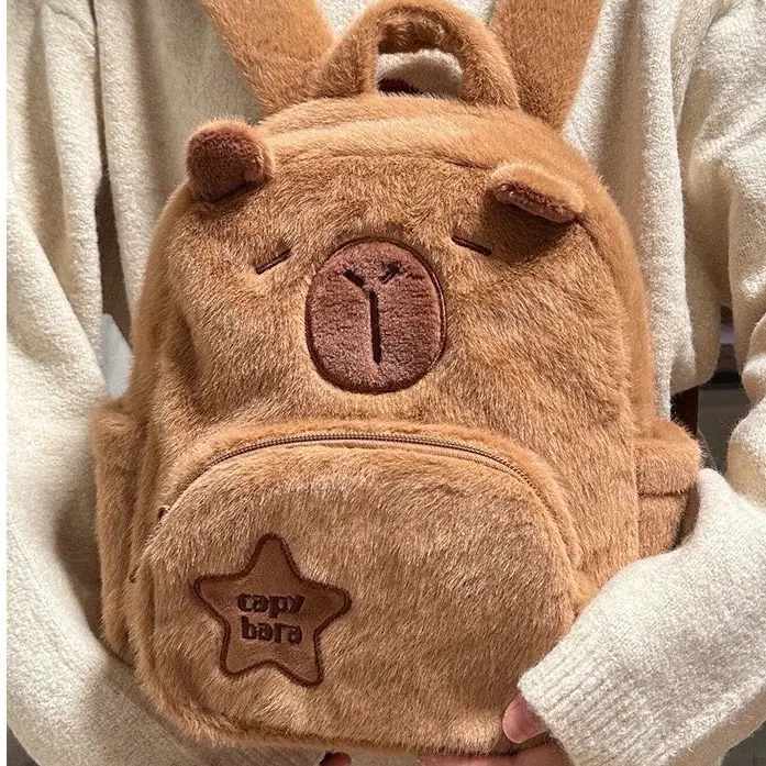 ￼Ba Lô Trẻ Em Sang Trọng Búp Bê Ba Lô Cô Gái Ba Lô Nhỏ Teen Dễ Thương Capybara 4