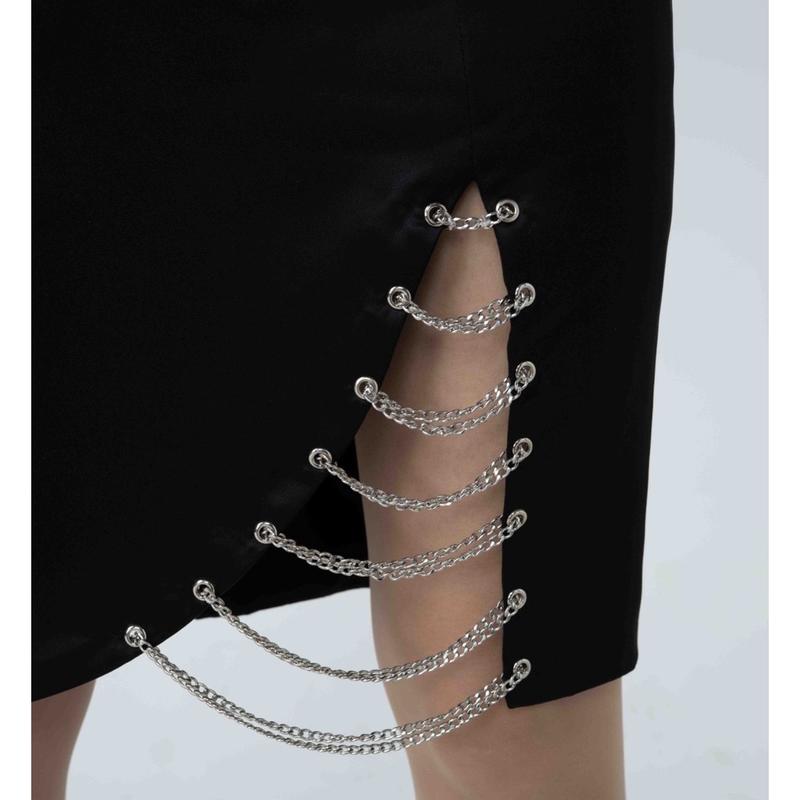 Áo Croptop 2 Dây Chất Gấm Hoa Nổi Cao Cấp Dáng Áo Cổ Vuông Và Chân Váy Xích Cá Tính, Mã SS2 - Thiết Kế Độc Quy 2