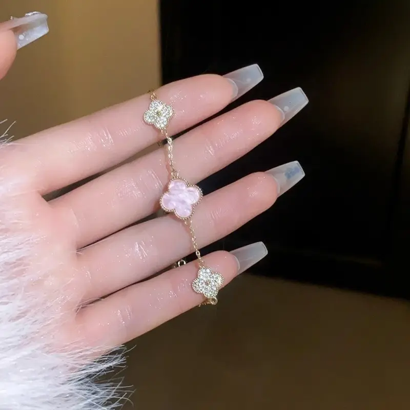 Vòng Tay Cỏ Ba Lá, Phong Cách Hàn Quốc, Có Thể Điều Chỉnh, Với Zircon, Thời Trang Và Thanh Lịch, Thích Hợp Cho Phụ Nữ Và Trẻ Em Gái, Tuyệt Vời Làm Quà Tặng Và Phụ Kiện Trang Sức 7