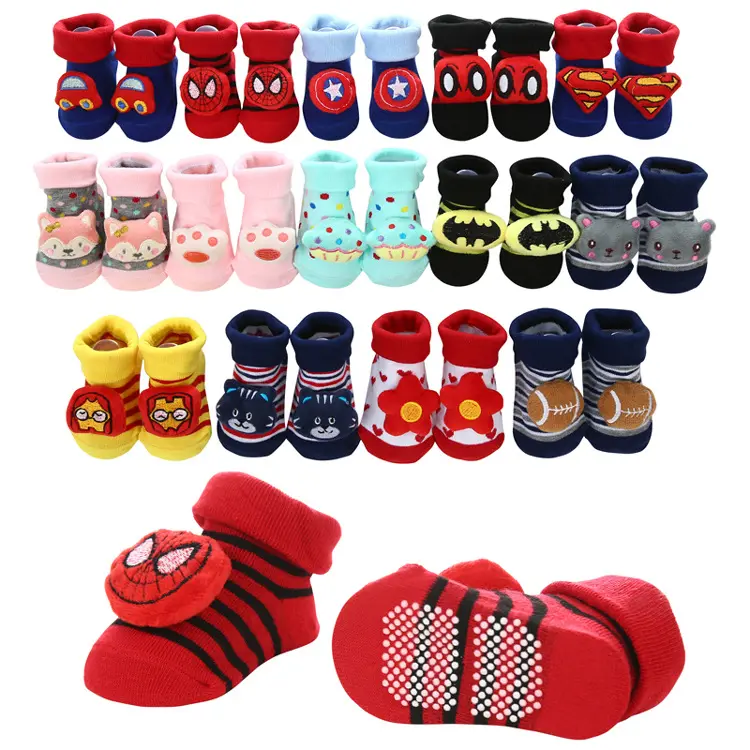 0-12Months Baby Assorted 3D Design Cartoon Anti-Slip Cotton Baby Socks Kid Newborn