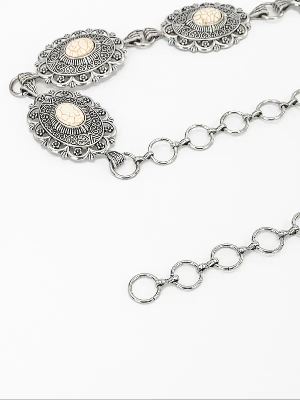 Women's Baroque Style Chain Belt with Geometric Decoration, Casual Trendy Waist Belt, Fashion Accessories for Clothes Decoration for Dress 5