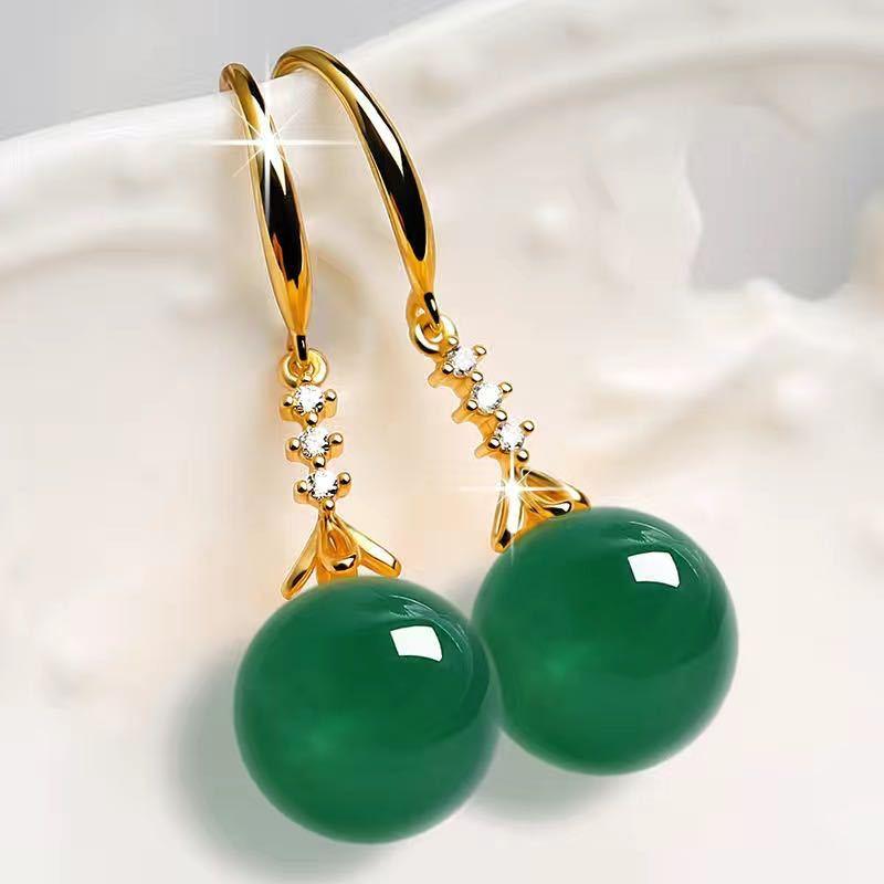 Product Introduction of Hoa Tai Jasper Màu Xanh Lá Cây Hetian, Thời Trang Dài, Mạ Bạch Kim, Hoa Tai, Nữ, Hợp Xu hướng, Người Ảnh Hưởng Trực Tuyến Duyên Dáng, Hàng Mới Về Women 1