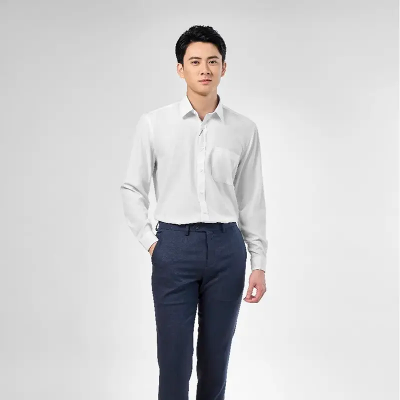 Áo sơ mi dài tay owen dáng regularfit có túi ngực,chất liệu sồi mềm mại 1