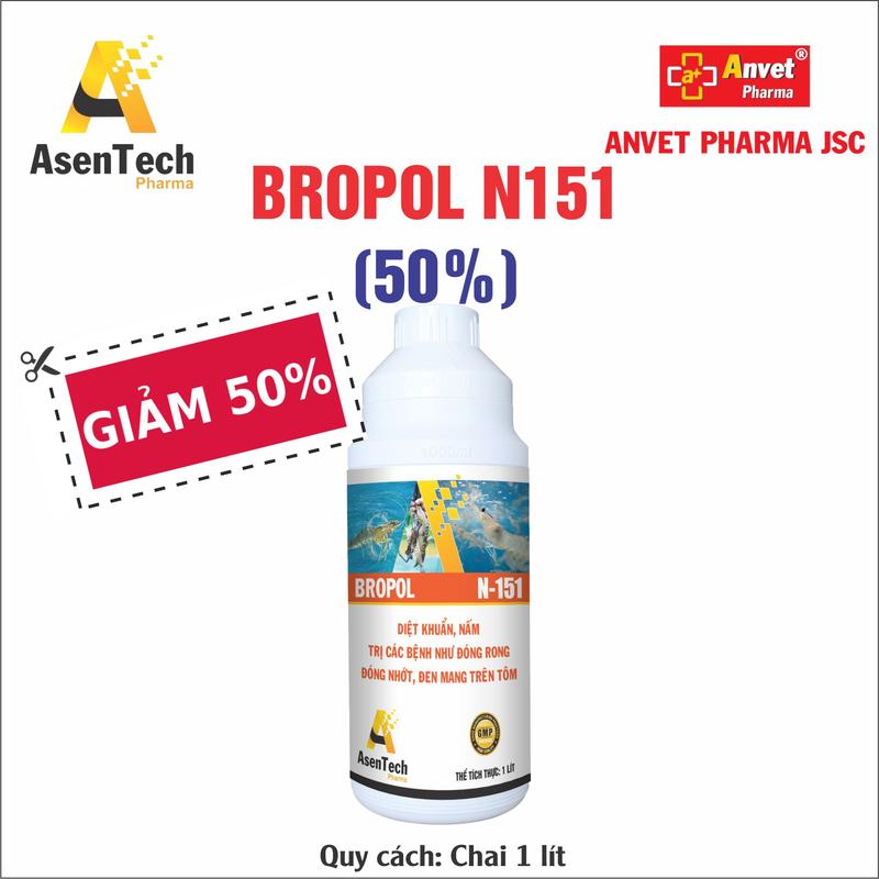 DIỆT KHUẨN BROPOL N151 CAO CẤP CHO TÔM CÁ ỐC ẾCH NƯỚC AO NUÔI 0