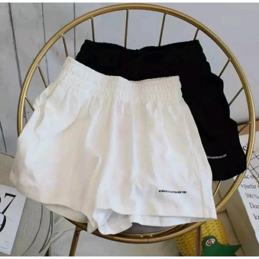 Quần Đùi Short Nữ Chất Đũi Hàn Thêu Chữ Mặc Siêu Mát