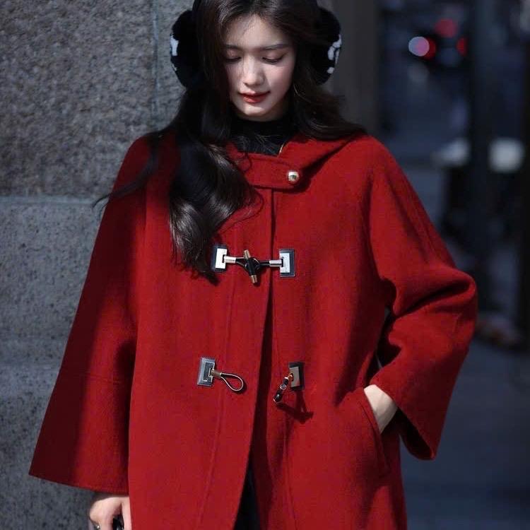 Áo khoác dạ 2 cúc có mũ xinh xắn QCC02048