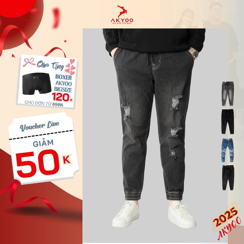 Quần jogger big size nam AKYOO 80-130kg Cotton Menswear Pants Có Túi Sport Tập Thể Dục Tập Gym