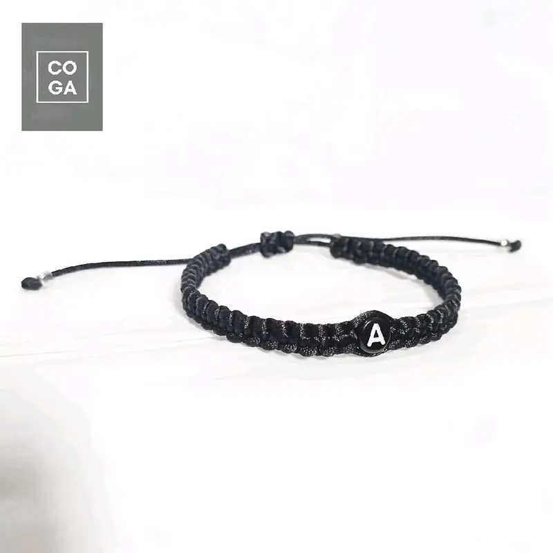 Gelang Inisial Huruf A - Z Alfabet Premium Quality Hand Made Tali Anyam Serut Unisex Couple Bracelets 1