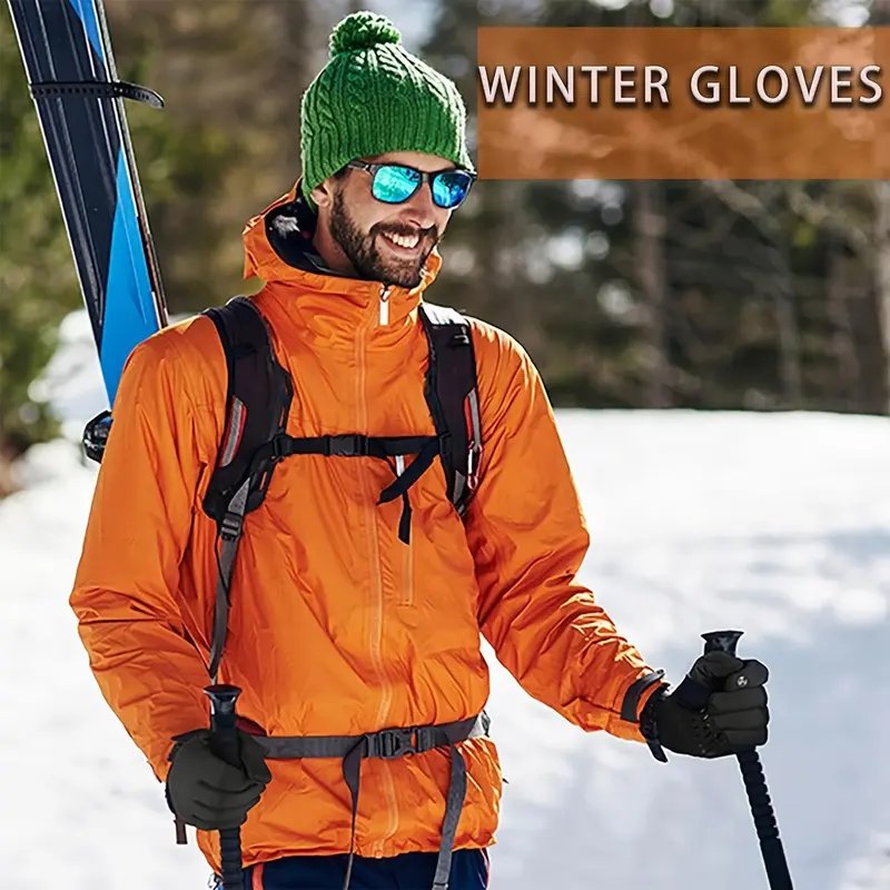 Winter Outdoor Gloves, 1 Pair Touch Screen Non-slip Waterproof Windproof Gloves for Cycling, Skiing, Hiking, Sports, Outdoor Sports Accessories, Walking Gear Walking Gear, Mountain Equipment Gloves 2