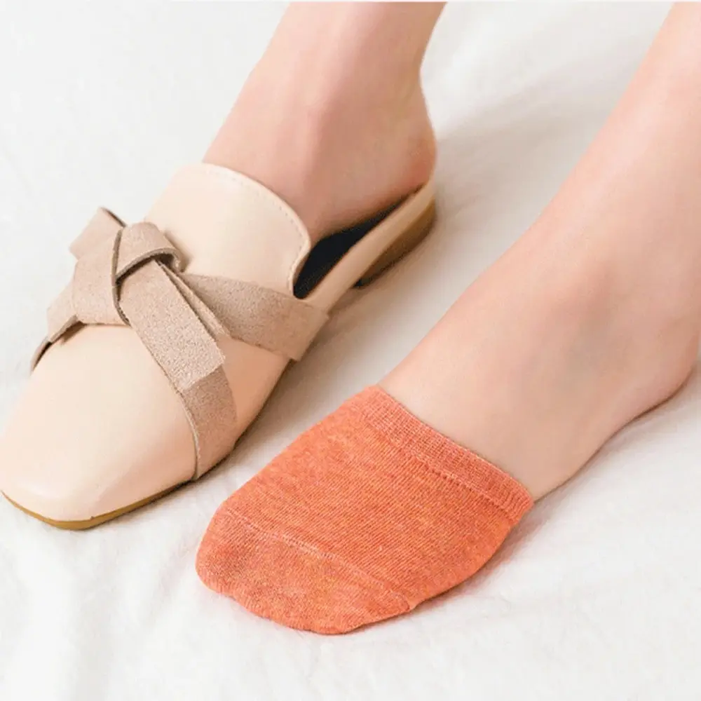Pure Color Cotton Forefoot Socks Breathable Casual Forefoot Half Foot Toe Socks Front Foot Open Toe Invisible Half Socks