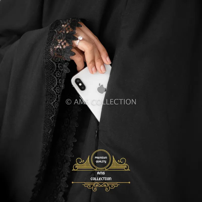 Bergo Umroh Haji Bahan Katun Premium Hijab Jumbo Bersaku Renda Mewah 6