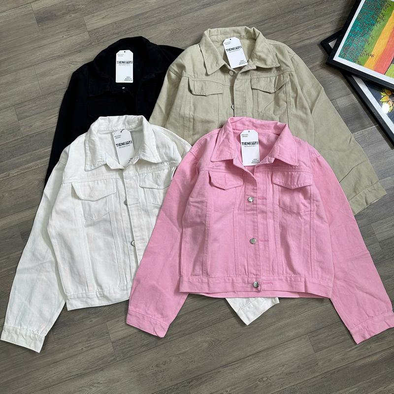 TIENSTYLE - Áo Khoác Jean Nữ BigSize Trơn Màu Nắp Túi Form Lửng Áo Bò Size Đại - Jacket Women