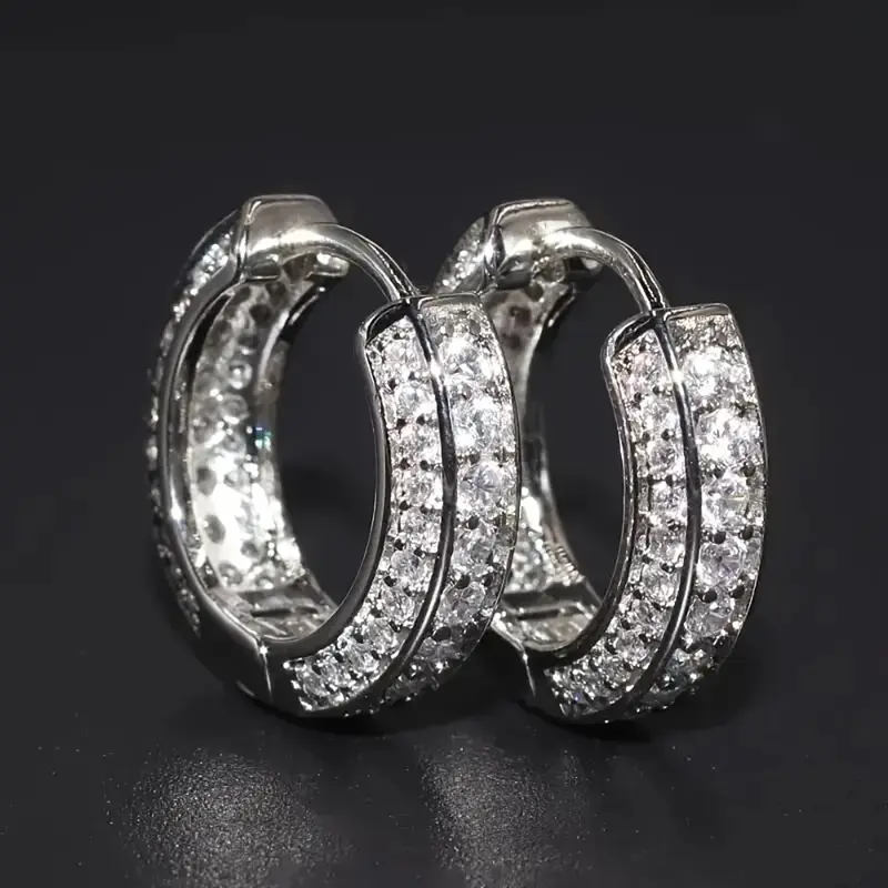 Bông Tai HOOP, Phong Cách Cặp Đôi Bông Tai Nam, Dát Hoàn Toàn Bằng Zirconia Khối, Dành Cho Nam Bông tai Unisex, Phong cách phổ biến, Theo xu hướng, Đang thịnh hành 1