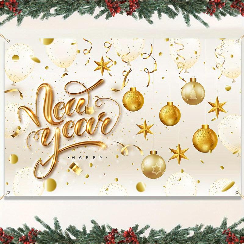 Product Introduction of Festive Banner, 1 Count Happy New Year Festive Backdrop, Vibrant Holiday Winter Decoration for Outdoor & Home Garden, Party Supplies 2