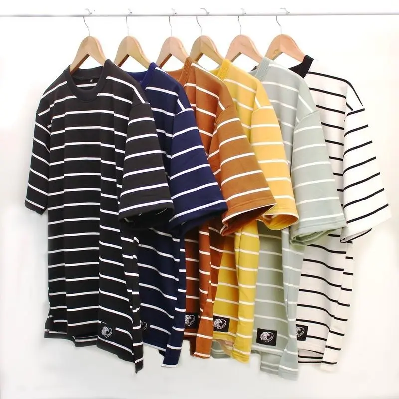 Striped Oversized T-shirt New Version Crew Neck Premium Quality For Men & Women Clothing Menswear