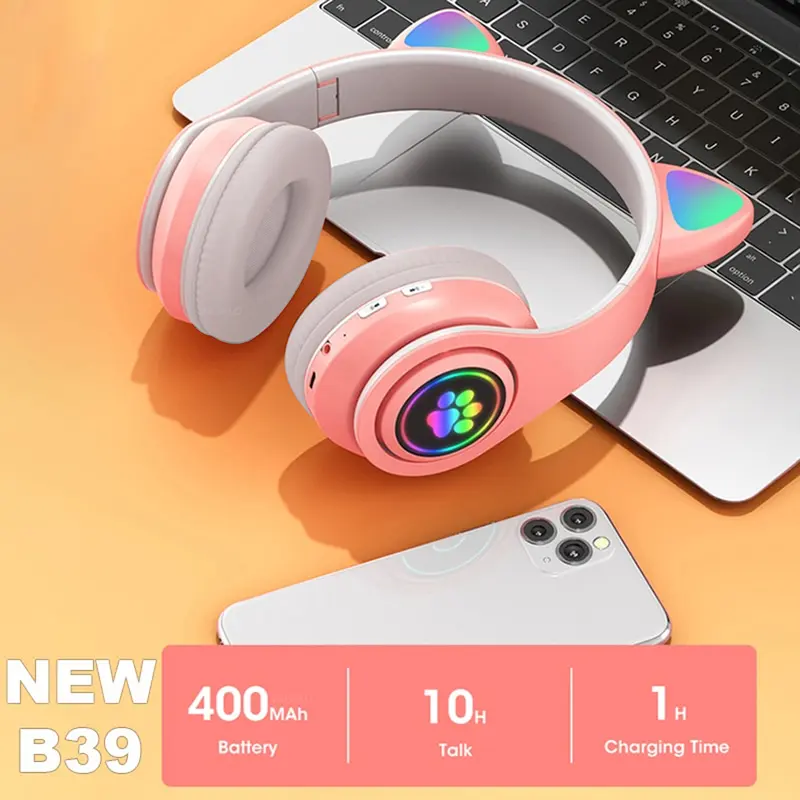 Headphone Bluetooth Wireless Model Telinga Kucing Headset Anak Dan Dewasa 7