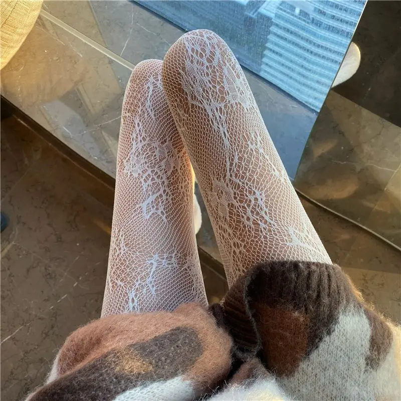 Tất Lưới Cá Ren Lolita Nhật Bản Siêu Hợp Xu hướng Thời Trang Mới, Dành Cho Nữ, Chân Trần, Màu Trắng, Quần Tất Vô Hình Dụng Cụ Hữu Ích, Thời Trang, Năm Phát Hành 2025