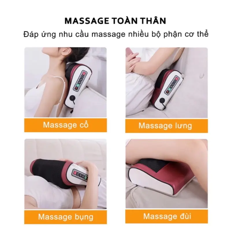 Gối Massage Cổ Vai Gáy 20 Bi Đảo Chiều, Hỗ Trợ Massage Toàn Thân, Massage Ấm Và Thoải Mái 3