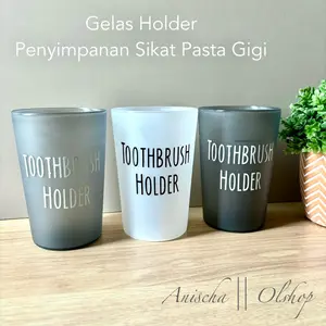 Gelas Penyimpanan Pasta Gigi Sikat Gigi Gelas Kumur Bahan Plastik Free Stiker Cutting Font EA
