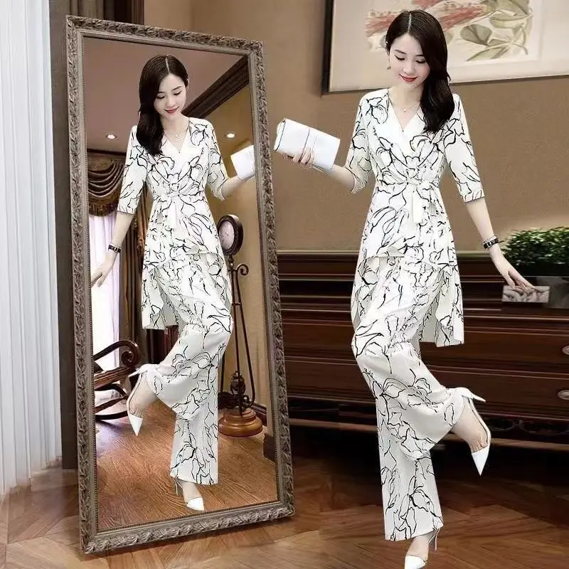 Bộ Đồ Voan Mỏng Thanh Lịch, Hàng Mới Về Mùa Hè 2025, Quần Ống Rộng, Áo Voan Thời Trang, Dáng Rộng Che Bụng, Bộ Hai Mảnh