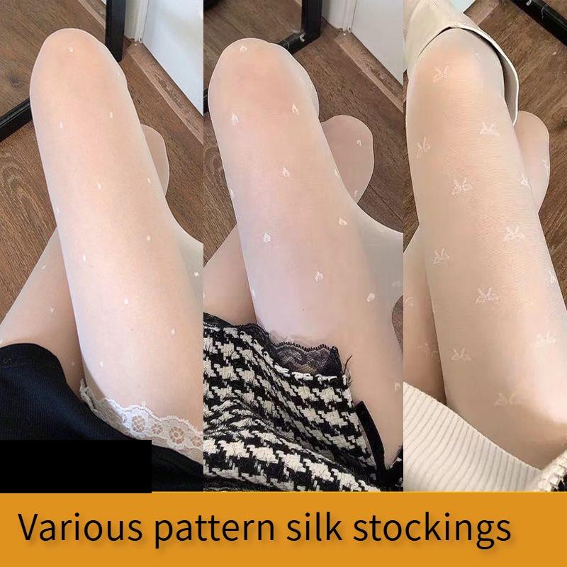 Quần Tất Nữ, Họa Tiết Trái Tim Chấm Bi Màu Đen, Toàn Bộ Liền Mạch, Quần Tất Gợi Cảm, Mỏng, Thích Hợp Cho Mùa Hè, Thời Trang